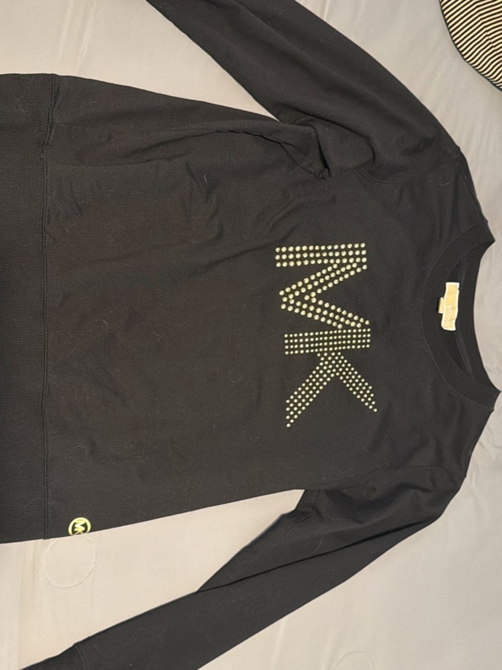 MICHAEL Michael Kors Black Sweatshirt with Gold Stud Accents